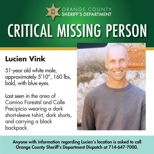 OC Sheriff Seeks Public’s Help in Search for Missing 51-Year-Old Lucien Vink