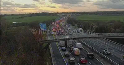 M11 Accident – Vehicle Fire Causes Major Delays on M11 Southbound at Harlow